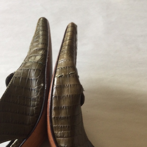 Ann Taylor Leather Faux Croc Slingback’s! Green 8! - Picture 11 of 16